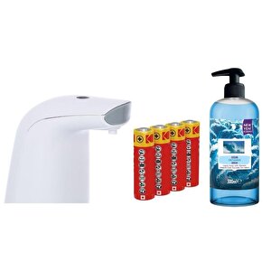 Sensörlü Fotoselli Sıvı Sabunluk,Piller Dahil 21X5X10Cm Ve Bir Adet 500 Ml Sıvı Sabun Okyanus Kokulu