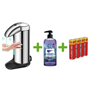 Sensörlü Fotoselli Sıvı Sabunluk,Piller Dahil 14X10X22Cm Ve Bir Adet 500 Ml Sıvı Sabun Lavanta Kokulu