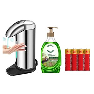 Sensörlü Fotoselli Sıvı Sabunluk,Piller Dahil 14X10X22Cm Ve Bir Adet 392 Ml Sıvı Sabun Zeytinyağı Ve Bergamot