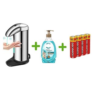 Sensörlü Fotoselli Sıvı Sabunluk,Piller Dahil 14X10X22Cm Ve Bir Adet 392 Ml Sıvı Sabun Aqua Ve Deniz Esintisi