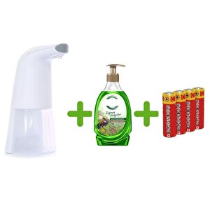 Sensörlü Fotoselli Sıvı Sabunluk,Piller Dahil 21X5X10Cm Ve Bir Adet 392 Ml Sıvı Sabun Zeytinyağı Ve Bergamot