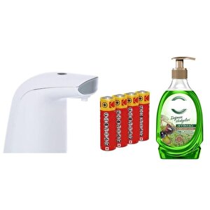 Sensörlü Fotoselli Sıvı Sabunluk,Piller Dahil 21X5X10Cm Ve Bir Adet 392 Ml Sıvı Sabun Zeytinyağı Ve Bergamot
