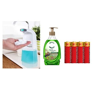 Sensörlü Fotoselli Sıvı Sabunluk,Piller Dahil 21X10X5Cm Ve Bir Adet 392 Ml Sıvı Sabun Zeytinyağı Ve Bergamot