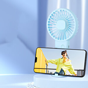 Mi̇ni̇ Fan,telefon Tutucu,portati̇f El Vanti̇latörü Mavi̇  9,3x19cm