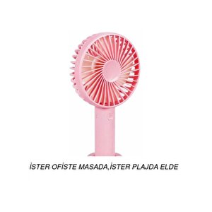 2 Adet Mi̇ni̇ Fan,telefon Tutucu,portati̇f El Vanti̇latörü Pembe  9,3x19cm