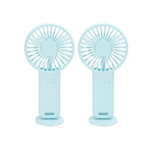 2 Adet Mi̇ni̇ Fan,telefon Tutucu,portati̇f El Vanti̇latörü Mavi̇  9,3x19cm