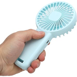 2 Adet Mi̇ni̇ Fan,telefon Tutucu,portati̇f El Vanti̇latörü Mavi̇  9,3x19cm