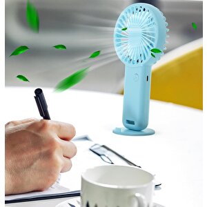 2 Adet Mi̇ni̇ Fan,telefon Tutucu,portati̇f El Vanti̇latörü Mavi̇  9,3x19cm