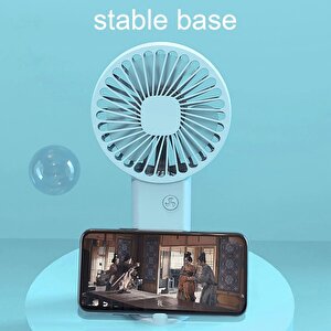 2 Adet Mi̇ni̇ Fan,telefon Tutucu,portati̇f El Vanti̇latörü Mavi̇  9,3x19cm