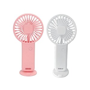 2 Adet Mi̇ni̇ Fan,telefon Tutucu,portati̇f El Vanti̇latörü Pembe,beyaz  9,3x19cm