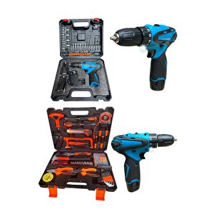 128 Parça Kömürsüz Motor Takım Seti 2 Akülü Matkap + Alet Takımı