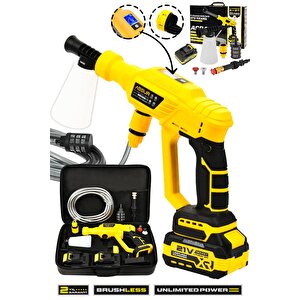 21v Kömürsüz Motor Yüksek Basınçlı Akülü Oto Araba Yıkama Makinesi Şarjlı