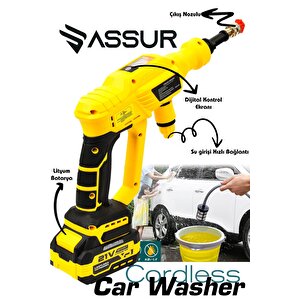 21v Kömürsüz Motor Yüksek Basınçlı Akülü Oto Araba Yıkama Makinesi Şarjlı