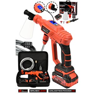 21v Kömürsüz Motor Yüksek Basınçlı Akülü Oto Araba Yıkama Makinesi Şarjlı