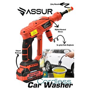 21v Kömürsüz Motor Yüksek Basınçlı Akülü Oto Araba Yıkama Makinesi Şarjlı