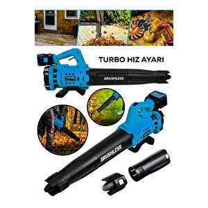 21 V Çift Akülü Turbo Motor 2800 Rpm Yaprak Hava Üfleme Makinesi-mavi