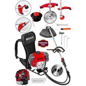 Powerforge Series 58 Cc 11000 Rpm Sırt Tipi Benzinli Motorlu Ot Çalı Çim Biçme Tırpanı-krmzı