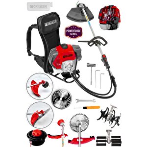 Powerforge 58 Cc 11000 Rpm Sırt Tipi Benzinli Çalı Çim Biçme Tırpan Akrobat-palet Çapa-krmzı