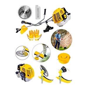 58 Cc 11000 Rpm Yan Tipi Benzinli Ot Çalı Çim Biçme Tırpanı-sarı