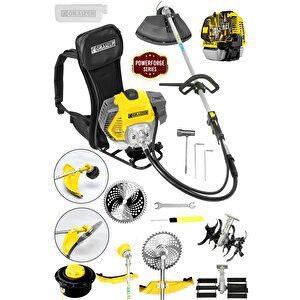 Powerforge 58 Cc 11000 Rpm Sırt Tipi Benzinli Çalı Çim Biçme Tırpan Akrobat-palet Çapa-sarı