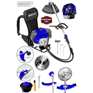 Powerforge Series 58 Cc 11000 Rpm Sırt Tipi Benzinli Motorlu Ot Çalı Çim Biçme Tırpanı-mavi