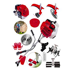 58 Cc 11000 Rpm Yan Tipi Benzinli Ot Çalı Çim Biçme Tırpanı Akrobat-palet Çapa-kırmızı