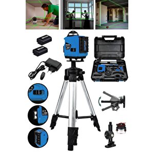 Powerforge Profesyonel 360° 16 Köşe Otomatik Hizalama Tripod'lu Lazer Metre Hizalama-mavi