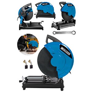2600 Watt Çelik Dişli Şanzuman Bakır Sargılı 355 Mm Profil Ahşap Metal Kesim Makinesi-mavi