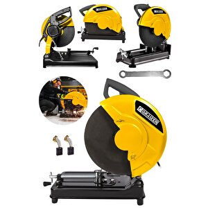 2600 Watt Çelik Dişli Şanzuman Bakır Sargılı 355 Mm Profil Ahşap Metal Kesim Makinesi-sarı
