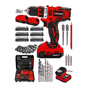 Powerforge 12v Çift Akülü Vidalama Metal Şanzıman-metal Mandren Şarjlı Matkap-kırmızı