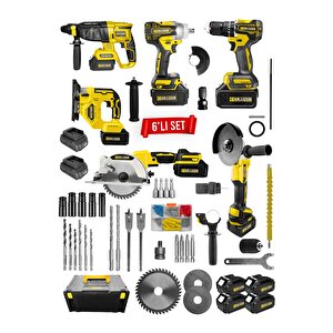 Powerforge Profesyonel Kömürsüz Bakır Sargılı Çelik Şanzıman 6'lı Set Sunta Kesme+dekupaj-sarı