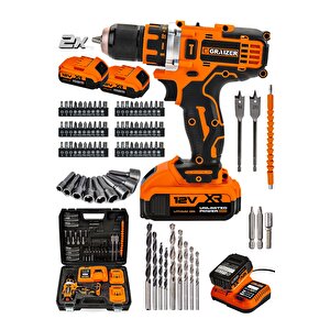 Powerforge 12v Çift Akülü Vidalama Metal Şanzıman-metal Mandren Şarjlı Matkap-turuncu