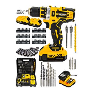 Powerforge 12v Çift Akülü Vidalama Metal Şanzıman-metal Mandren Şarjlı Matkap-sarı