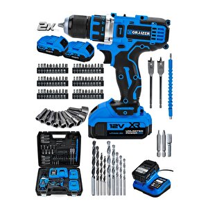 Powerforge 12v Çift Akülü Vidalama Metal Şanzıman-metal Mandren Şarjlı Matkap-mavi