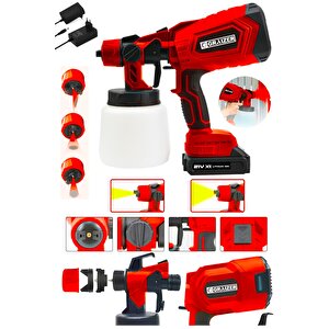 Powerforge 21v Çift Akülü 300 Mm Vernik Sprey Boya Püskürtme Makinesi-kırmızı
