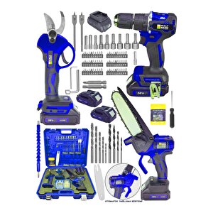 3 Lü Set Xr Li-ion Batarya Kömürsüz Motor Çift Akülü Şarjlı Matkap Şarjlı Mavi