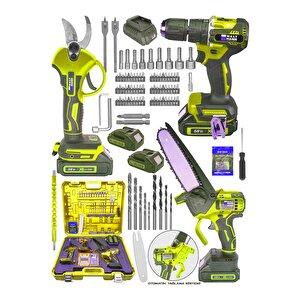 3 Lü Set Xr Li-ion Batarya Kömürsüz Motor Çift Akülü Şarjlı Matkap Şarjlı Sarı