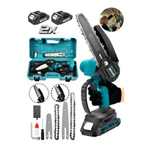 Powerforge Profesyonel Metal Dişli 18v 1.5ah Şarjlı Dal Budama Testeresi-mavi