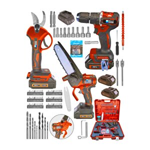 3 Lü Set Xr Li-ion Batarya Kömürsüz Motor Çift Akülü Şarjlı Kırmızı