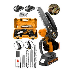 Powerforge Profesyonel Metal Dişli 18v 1.5ah Şarjlı Dal Budama Testeresi-turuncu