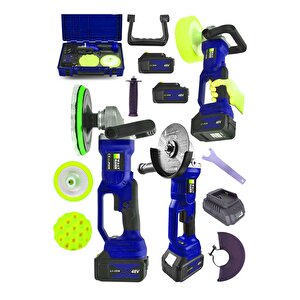 Ultra Set 2'li 58vf Şarjlı Taşlama + Polisaj Makinası Mavi