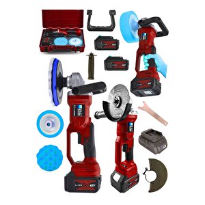 Ultra Set 2'li 58vf Şarjlı Taşlama + Polisaj Makinası Kırmızı
