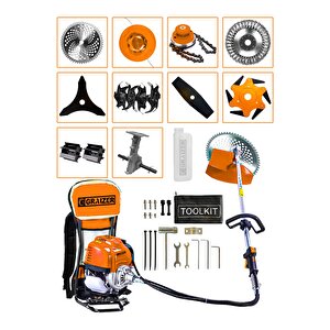 Powerforge 11 Başlıklı Set Sırt Tipi Benzinli Motorlu Ot Çalı Tırpanı Çim Biçme Makinesi Tırpan-trnc