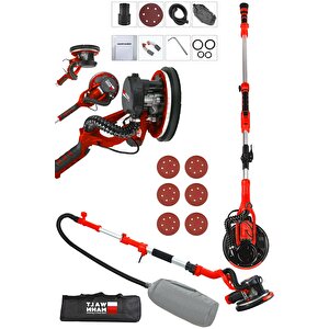 Germany 360'ledli 1100w Pro Alçıpan Duvar Zımpara Makinası Toz Emmeli  - Kırmızı