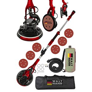 360'ledli 850w Pro Alçıpan Duvar Zımpara Makinası Toz Emmeli Kırmızı