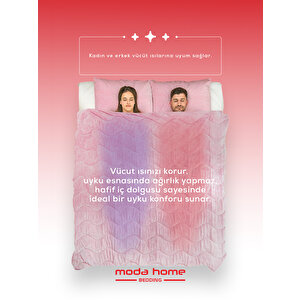 Moda Home Bedding Welsoft Pembe Yorgan Seti Çift Kişilik (2adet Silikon Yastık Ve Kılıfları Hediye)