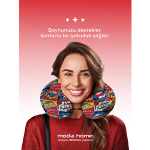 Moda Home Bedding Visco Ortopedik Seyahat Yastığı-visco Yastık,çıkarılabilir Kılıf,pop Art