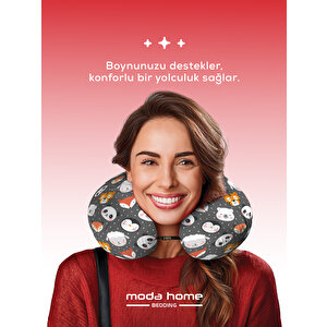 Moda Home Bedding Visco Ortopedik Seyahat Yastığı- Visco Yastık,çıkarılabilir Kılıf, Animal