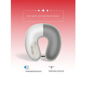 Moda Home Bedding Visco Ortopedik Seyahat Yastığı - Visco Yastık, Çıkarılabilir Kılıf, Gri Yastık