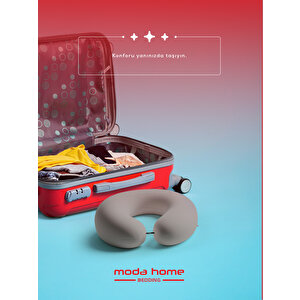 Moda Home Bedding Visco Ortopedik Seyahat Yastığı - Visco Yastık, Çıkarılabilir Kılıf, Gri Yastık
